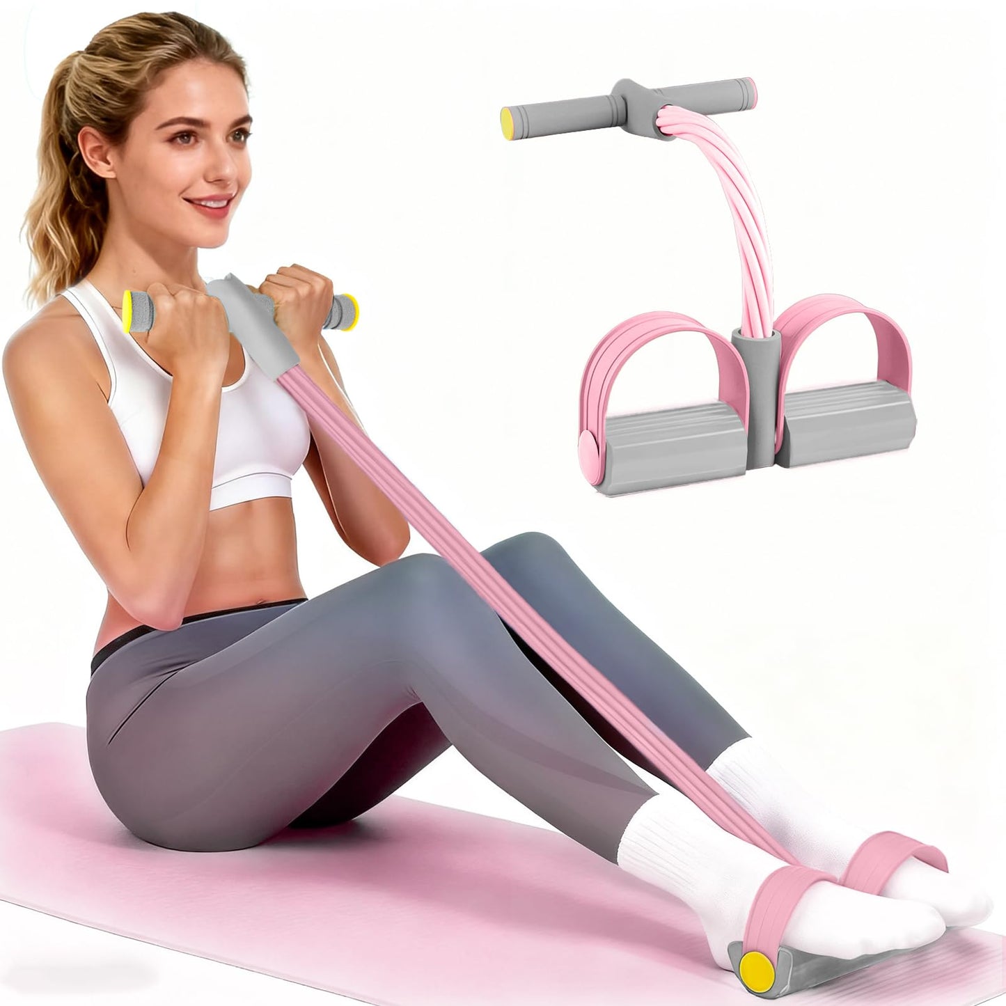 Pedal Resistance Bands with Handles, Durable 6-Tubes Multifunction Pedal Resistance Band, Natural Rubber Foot Pedal Resistance Bands, Fitness Resistance Bands for Abdomen, Waist, Arm, Leg