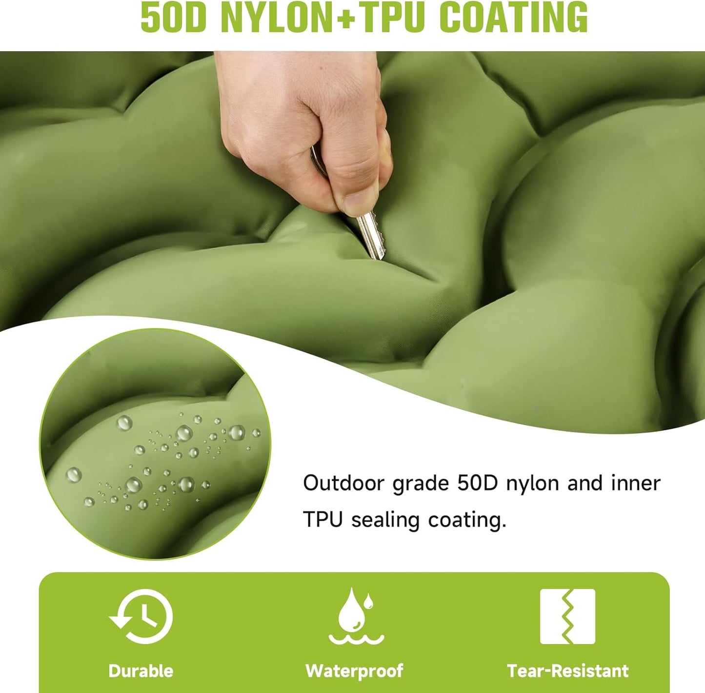 Sleeping Pad, Ultralight Inflatable Sleeping Pad for Camping with Pillow