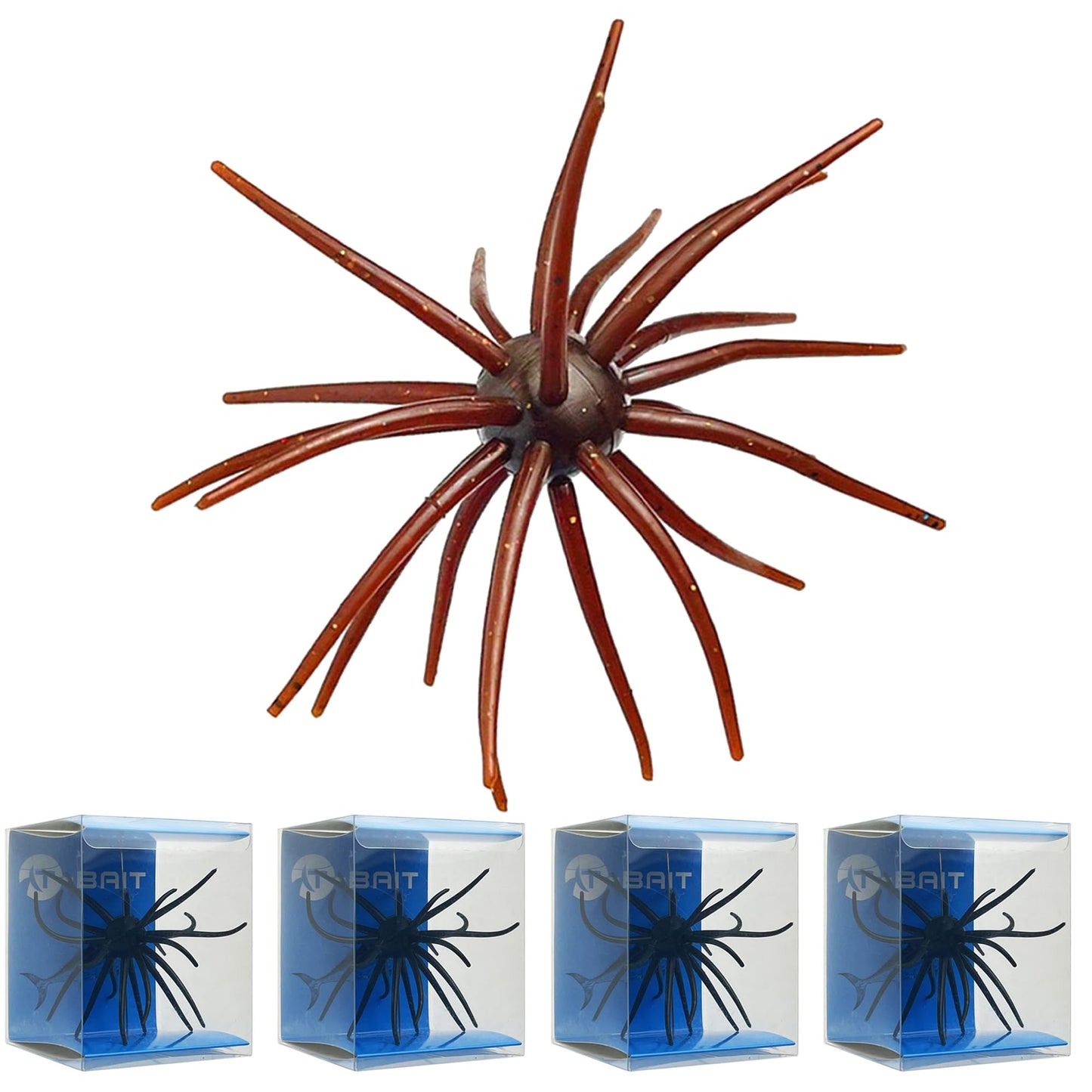 4Pcs Floating Sea Urchin Soft Lure | Tentacle Creature Lure, 4.33" & 3.54" TPR Finesse Baits, 5 Colors, Ideal for Bass Fishing with Drop Shot, Wacky Rig, Neko Rig