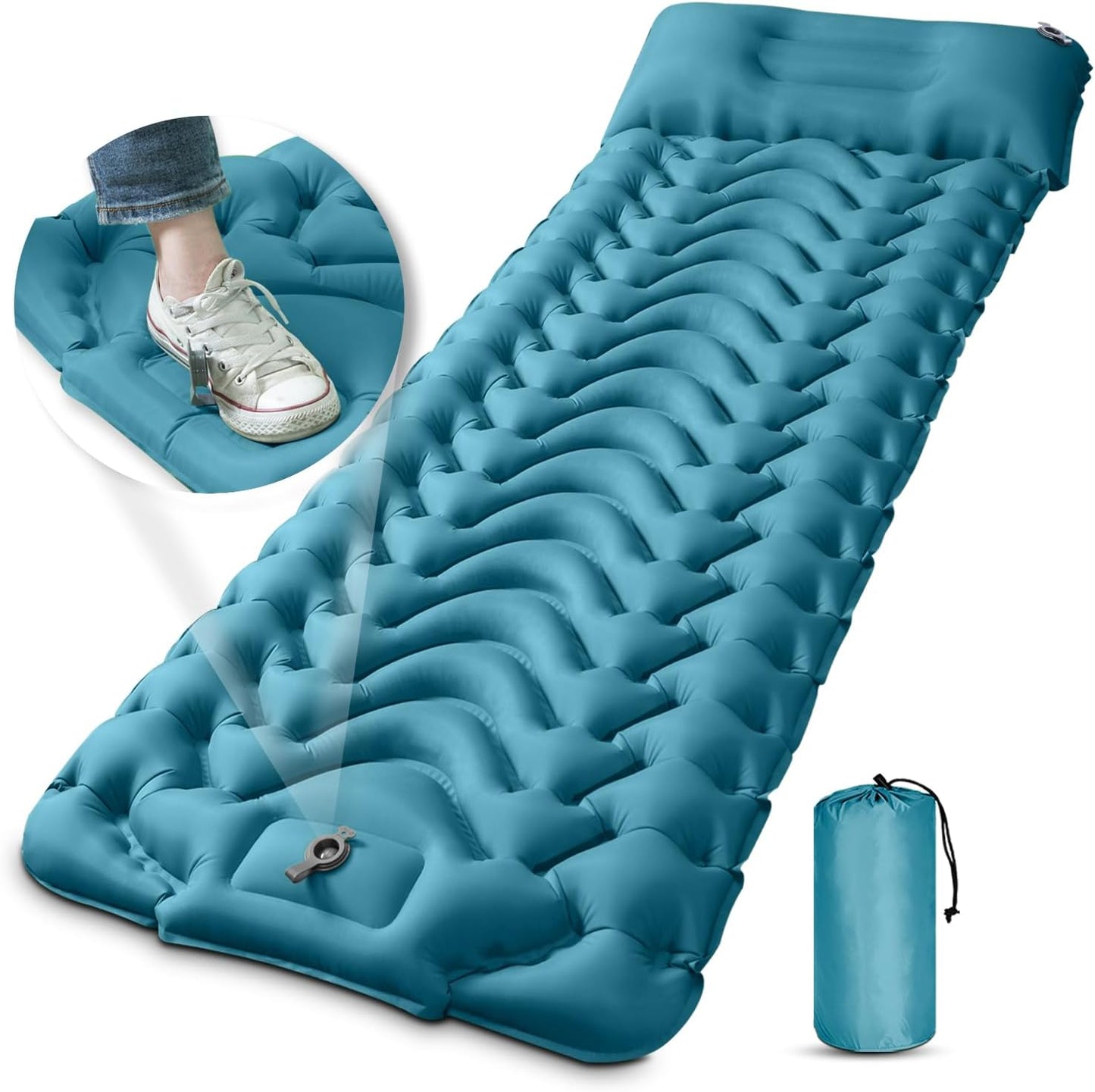 Sleeping Pad, Ultralight Inflatable Sleeping Pad for Camping with Pillow