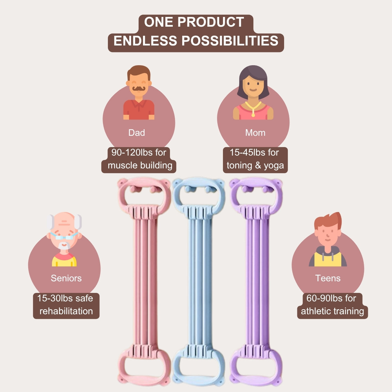 Resistance Bands with Handles - 8 Tube Adjustable Silicone Exercise Bands Set for Women