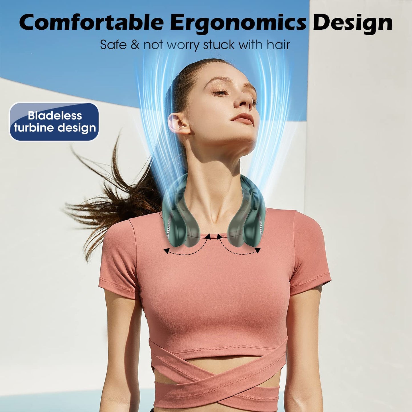 Upgraded 5000 mAh Foldable Bladeless Neck Fan