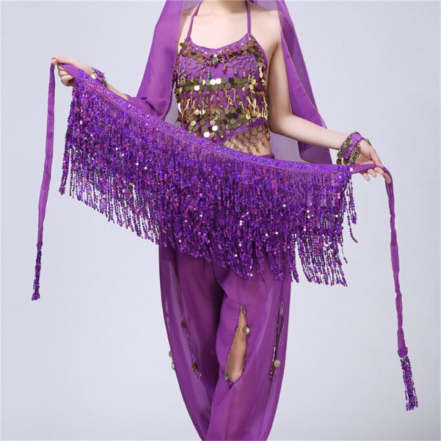 Women's Sequin Tassel Skirts Rave Fringe Hip Scarf for Festival