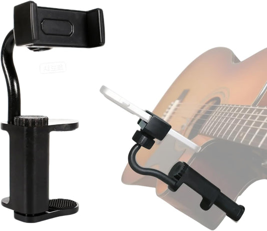 Guitar Phone Holder Mount for Acoustic Guitars & Ukuleles Includes Cleaning Cloth