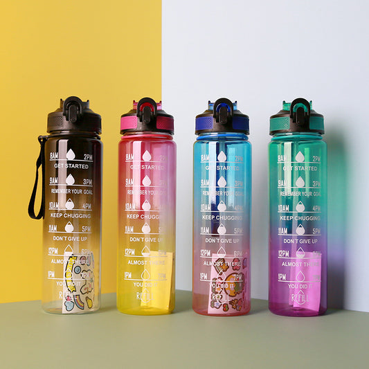 32 oz Motivational Water Bottles with Time Marker