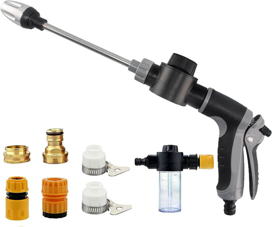 Aquoxis Pressure Washer, Handheld Power Washer with 360° Rotating Nozzle, 3 Spray Modes, Stainless Steel Universal Hose Fit, Tool-Free Installation (1 Set)