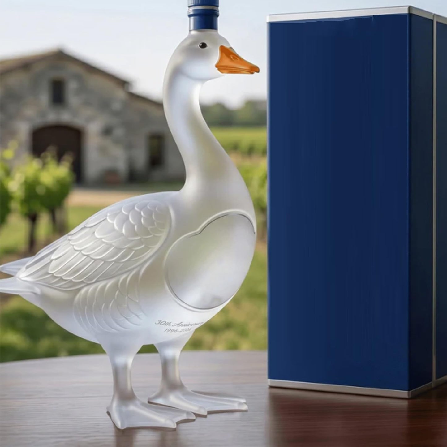 30th Anniversary 3d Sculpted Vodka Bottle, Goose Wine Bottle Holder, 350ml Goose Glass Whiskey Bottle, Whiskey Decanter Container, Transparent Liquor Decanter, for Bar, Home