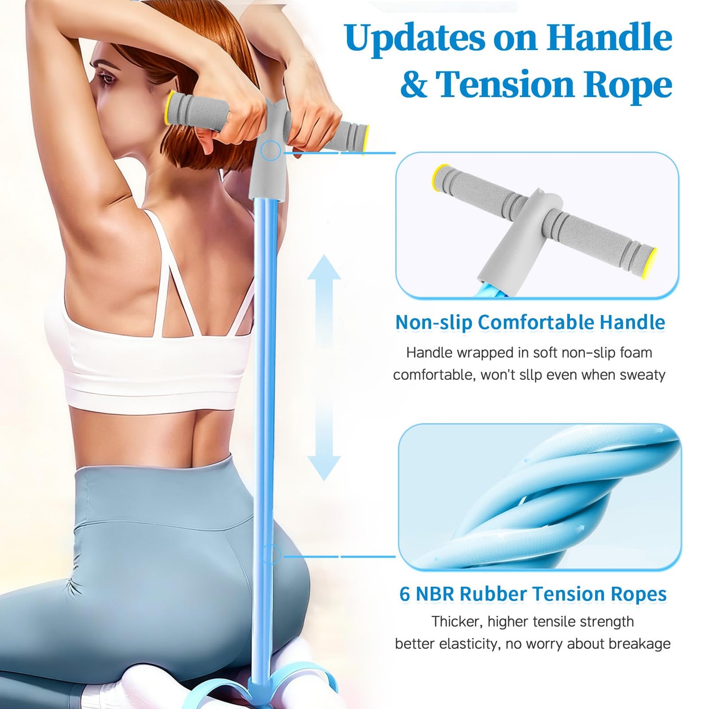 Pedal Resistance Bands with Handles, Durable 6-Tubes Multifunction Pedal Resistance Band, Natural Rubber Foot Pedal Resistance Bands, Fitness Resistance Bands for Abdomen, Waist, Arm, Leg