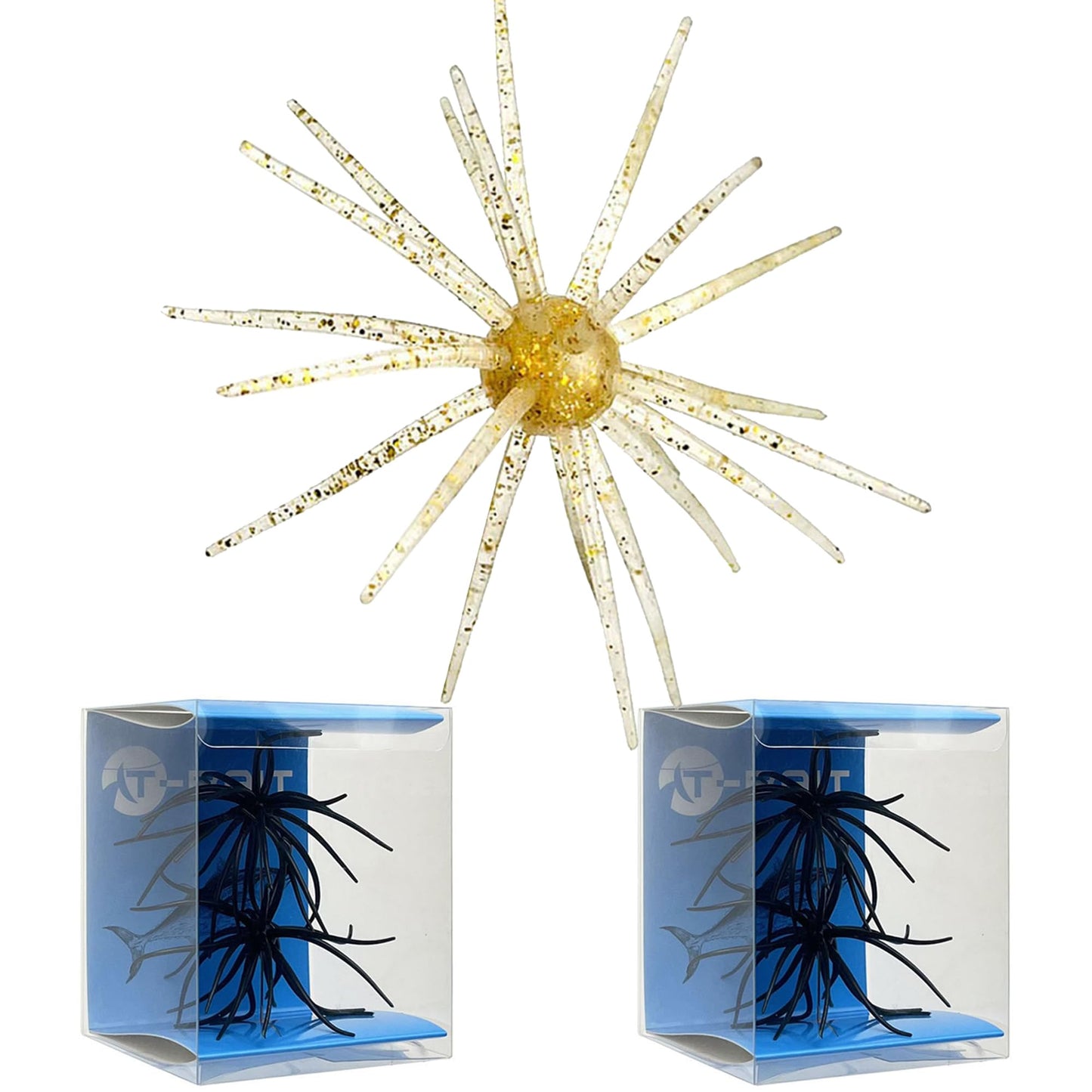 4Pcs Floating Sea Urchin Soft Lure | Tentacle Creature Lure, 4.33" & 3.54" TPR Finesse Baits, 5 Colors, Ideal for Bass Fishing with Drop Shot, Wacky Rig, Neko Rig