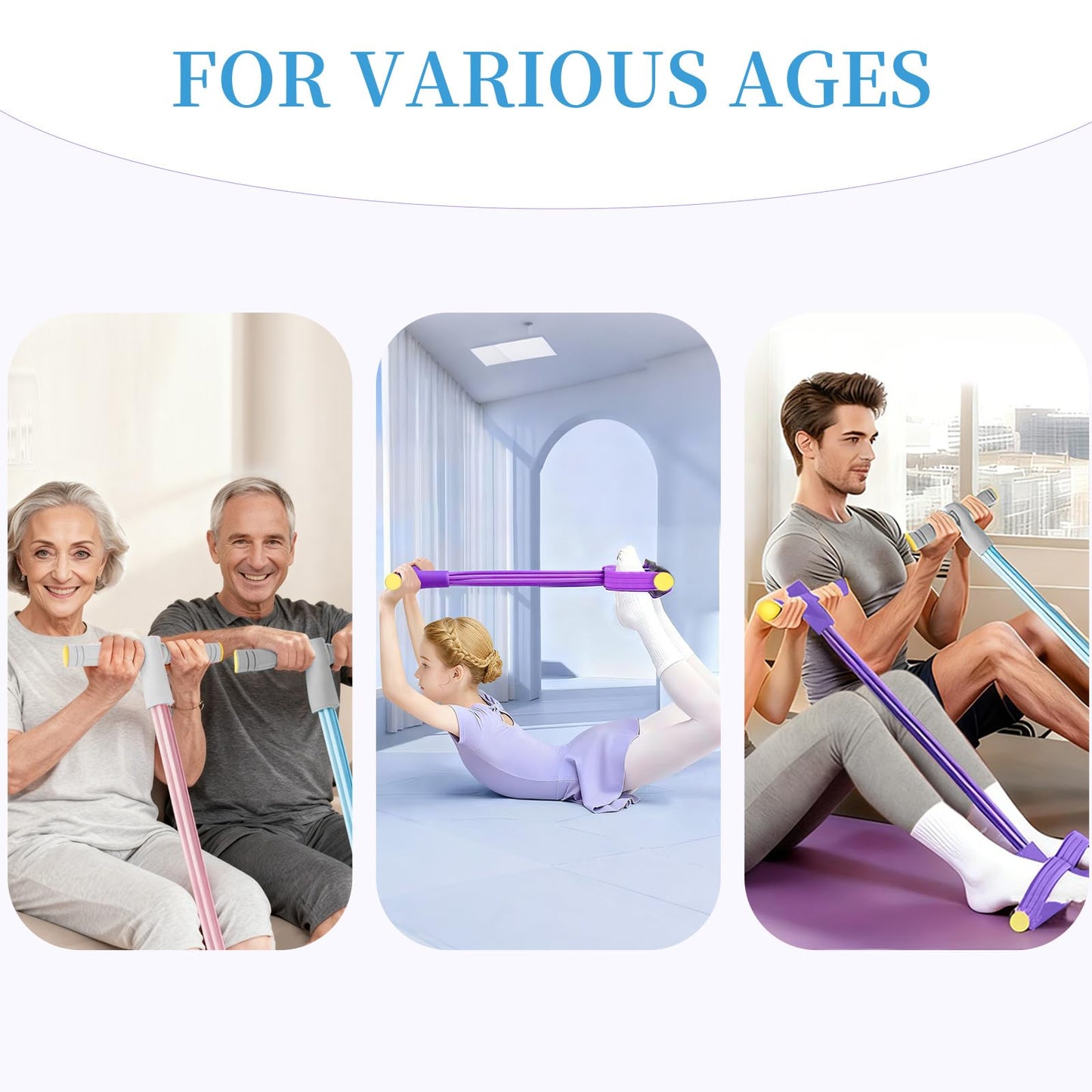 Pedal Resistance Bands with Handles, Durable 6-Tubes Multifunction Pedal Resistance Band, Natural Rubber Foot Pedal Resistance Bands, Fitness Resistance Bands for Abdomen, Waist, Arm, Leg