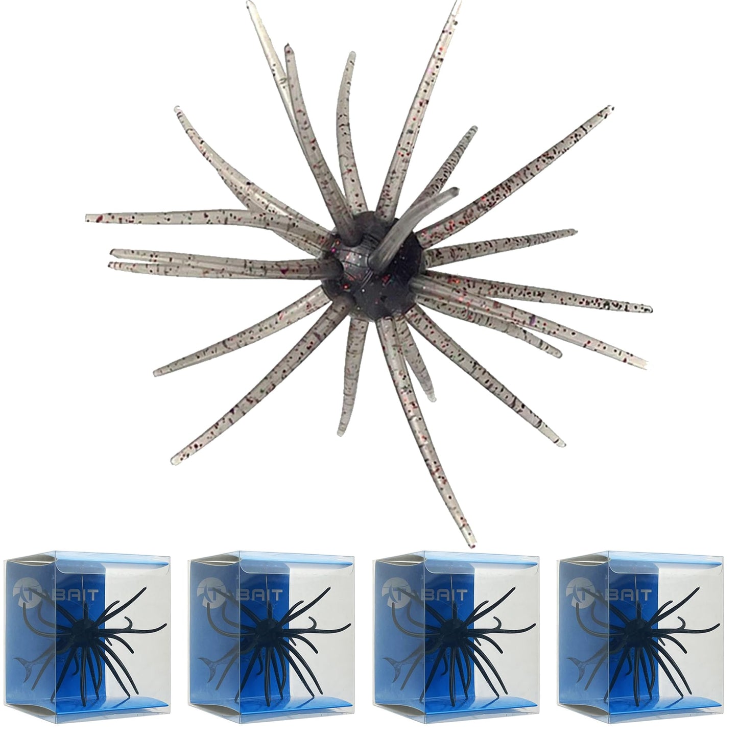 4Pcs Floating Sea Urchin Soft Lure | Tentacle Creature Lure, 4.33" & 3.54" TPR Finesse Baits, 5 Colors, Ideal for Bass Fishing with Drop Shot, Wacky Rig, Neko Rig