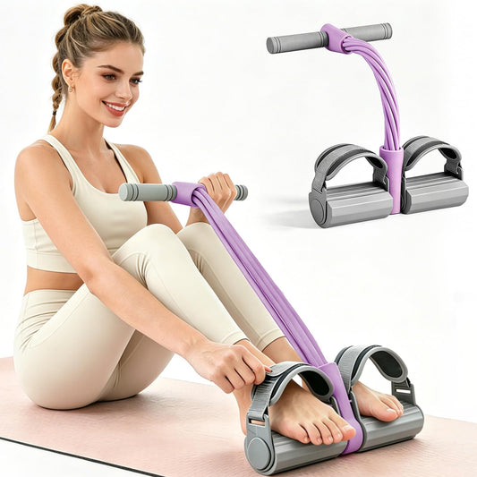 Resistance Bands with Handles, Adjustable Foot Pedal Resistance Band, 6-Tubes Pure Natural Rubber Pedal Resistance Band, Foot Pedal Resistance Band Suitable for Abdomen, Hands, Legs and Arms