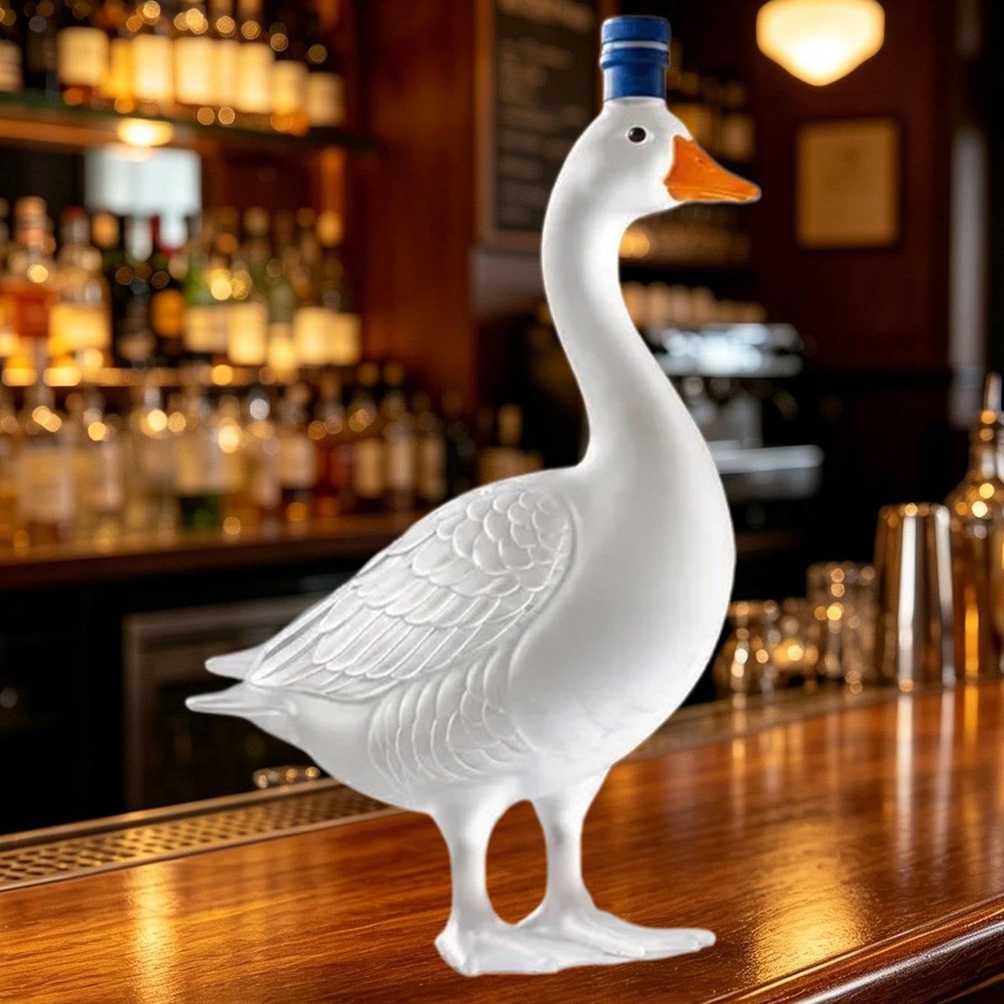 30th Anniversary 3d Sculpted Vodka Bottle, Goose Wine Bottle Holder, 350ml Goose Glass Whiskey Bottle, Whiskey Decanter Container, Transparent Liquor Decanter, for Bar, Home