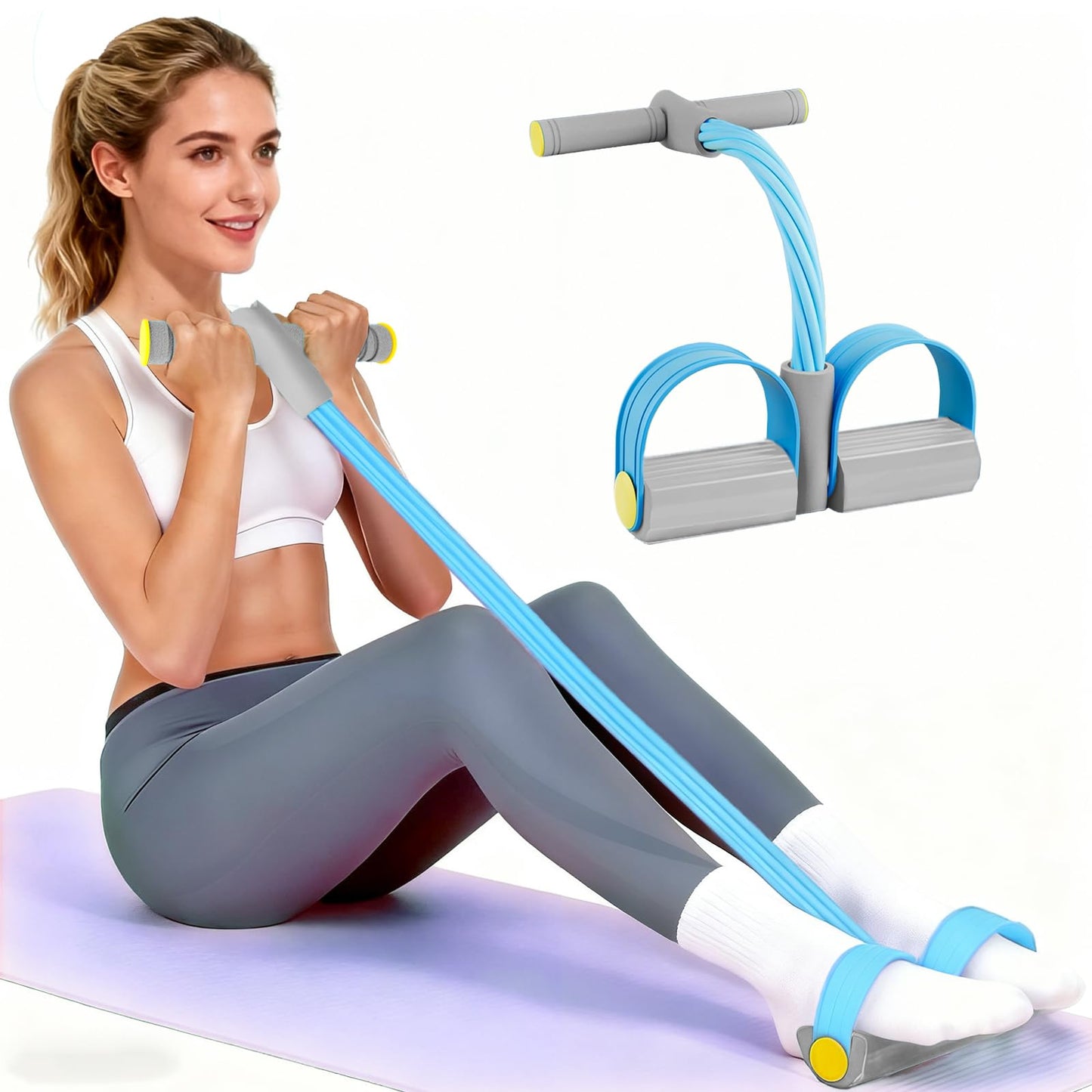Pedal Resistance Bands with Handles, Durable 6-Tubes Multifunction Pedal Resistance Band, Natural Rubber Foot Pedal Resistance Bands, Fitness Resistance Bands for Abdomen, Waist, Arm, Leg