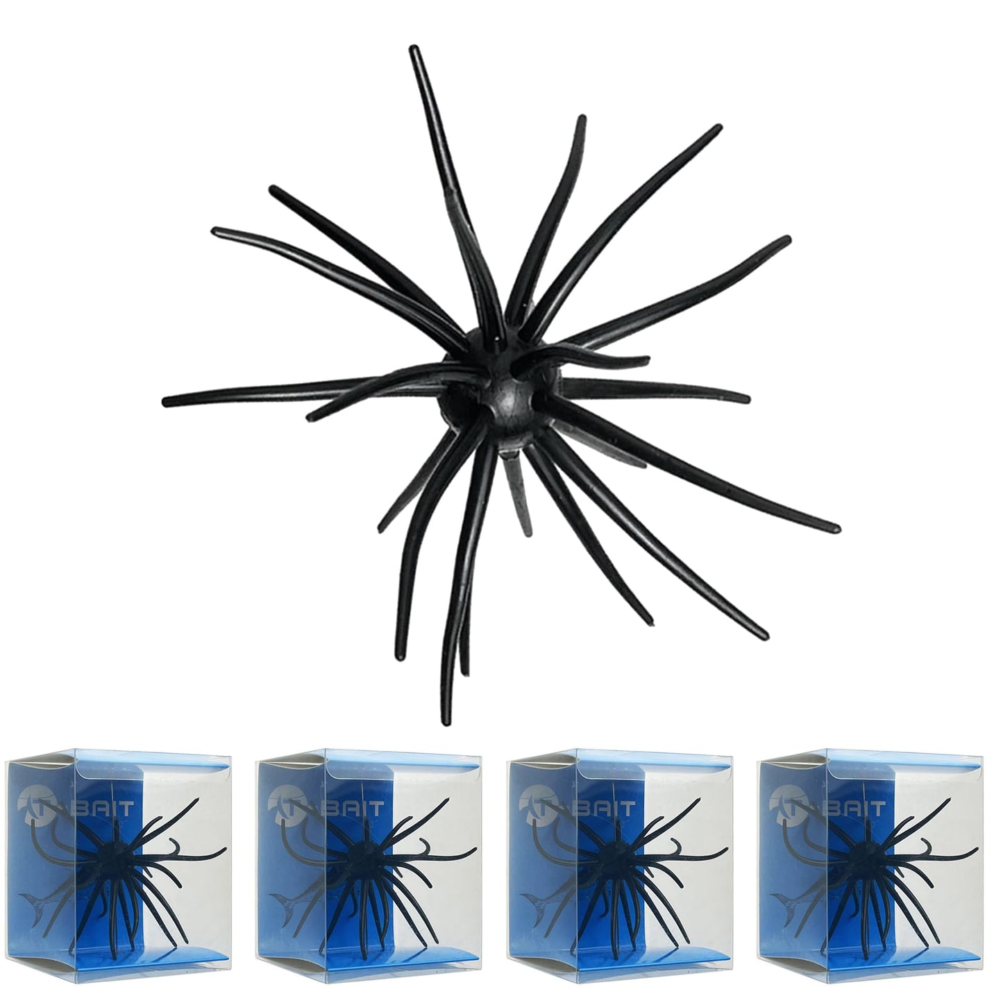 4Pcs Floating Sea Urchin Soft Lure | Tentacle Creature Lure, 4.33" & 3.54" TPR Finesse Baits, 5 Colors, Ideal for Bass Fishing with Drop Shot, Wacky Rig, Neko Rig