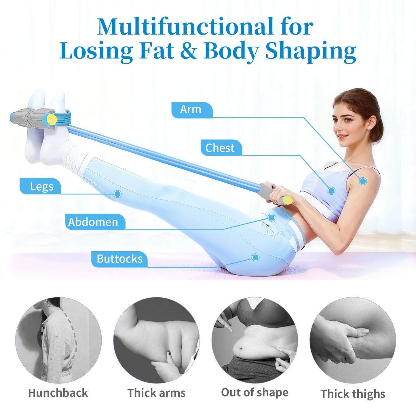 Pedal Resistance Bands with Handles, Durable 6-Tubes Multifunction Pedal Resistance Band, Natural Rubber Foot Pedal Resistance Bands, Fitness Resistance Bands for Abdomen, Waist, Arm, Leg