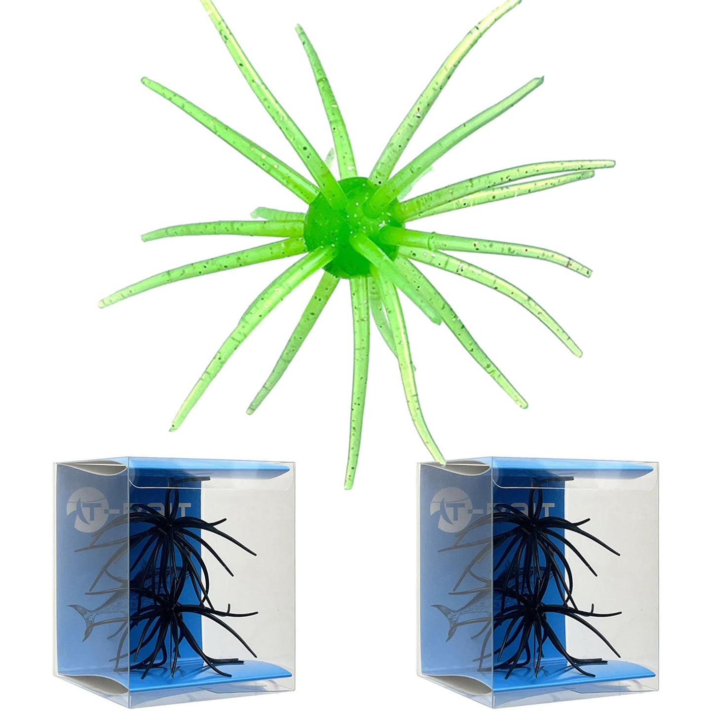 4Pcs Floating Sea Urchin Soft Lure | Tentacle Creature Lure, 4.33" & 3.54" TPR Finesse Baits, 5 Colors, Ideal for Bass Fishing with Drop Shot, Wacky Rig, Neko Rig