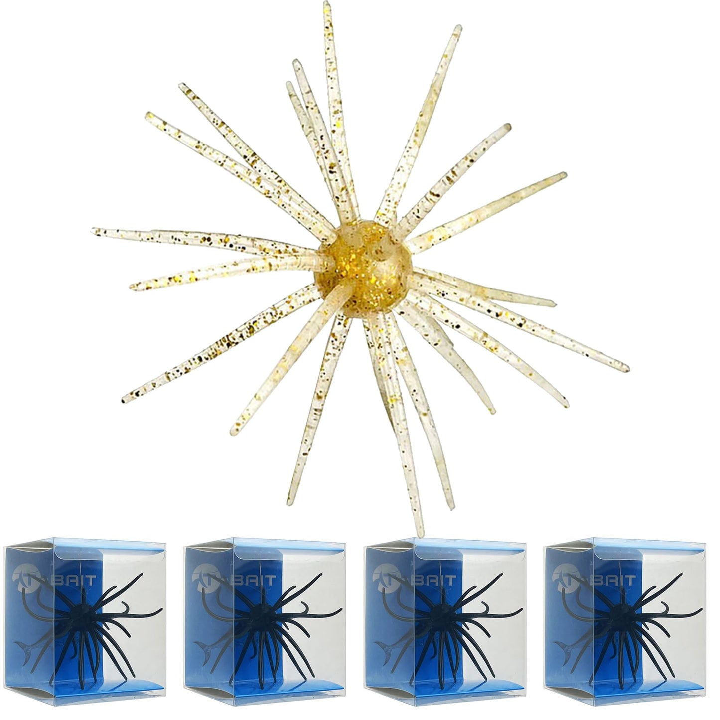 4Pcs Floating Sea Urchin Soft Lure | Tentacle Creature Lure, 4.33" & 3.54" TPR Finesse Baits, 5 Colors, Ideal for Bass Fishing with Drop Shot, Wacky Rig, Neko Rig