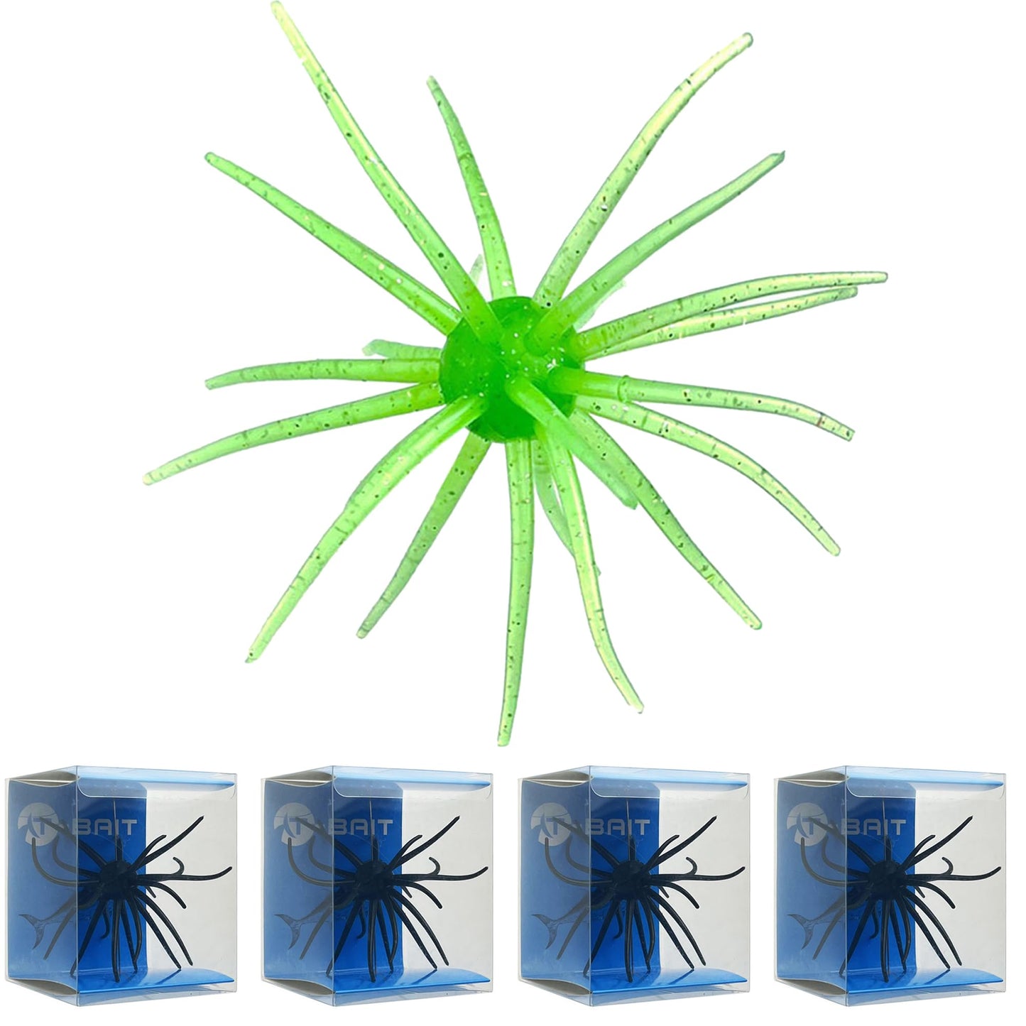 4Pcs Floating Sea Urchin Soft Lure | Tentacle Creature Lure, 4.33" & 3.54" TPR Finesse Baits, 5 Colors, Ideal for Bass Fishing with Drop Shot, Wacky Rig, Neko Rig