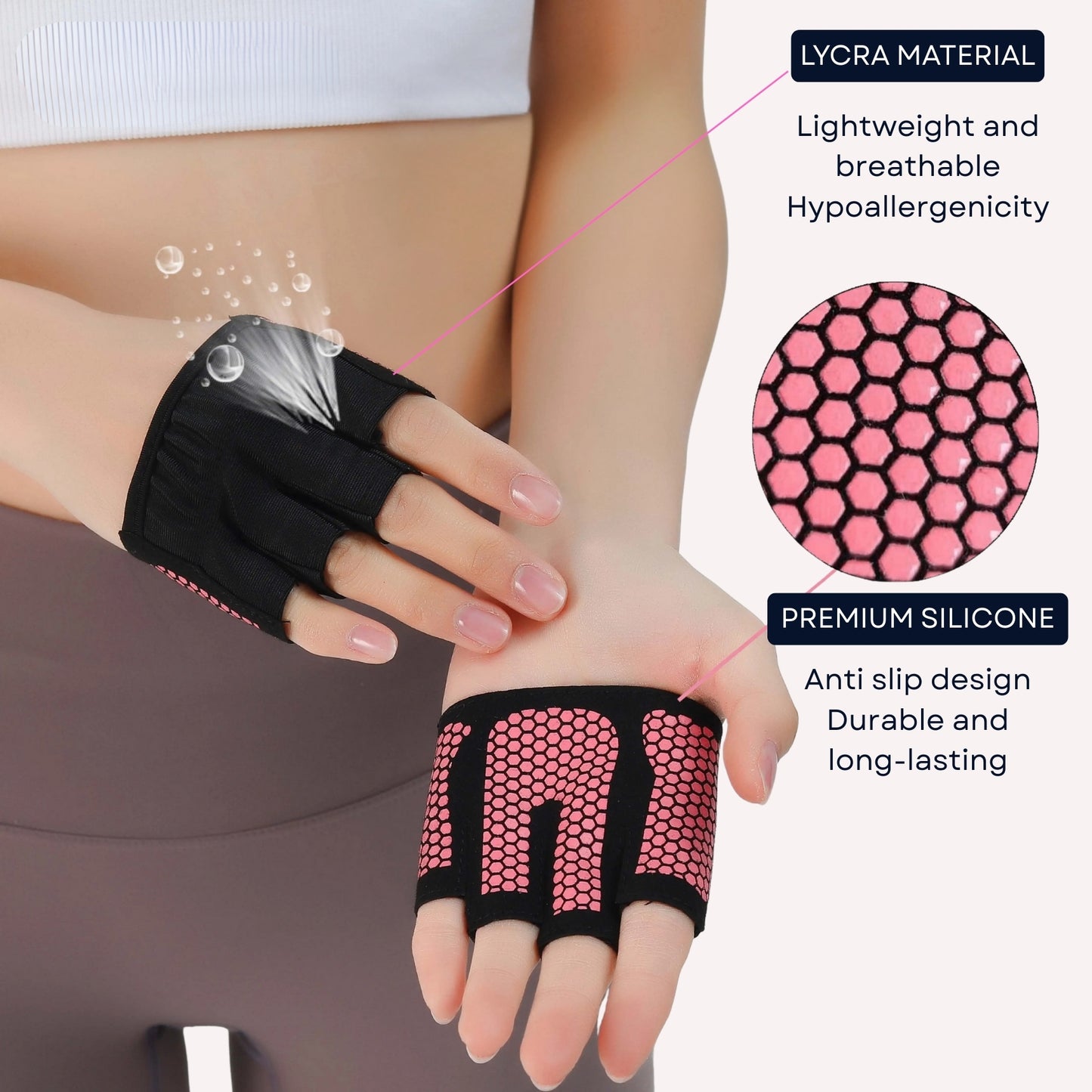 Mini Workout Gloves Women - Thin Gym Gloves with Grips