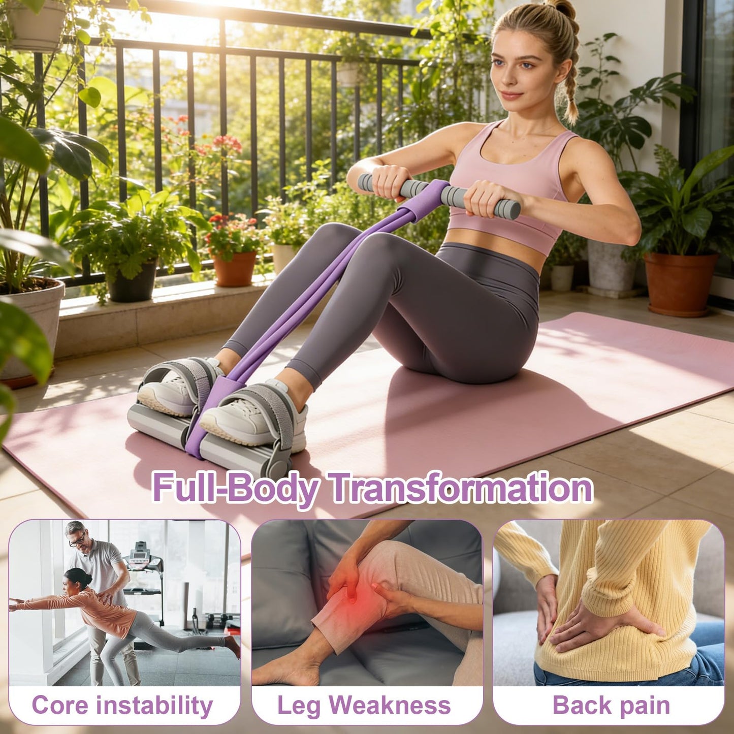 Resistance Bands with Handles, Adjustable Foot Pedal Resistance Band, 6-Tubes Pure Natural Rubber Pedal Resistance Band, Foot Pedal Resistance Band Suitable for Abdomen, Hands, Legs and Arms