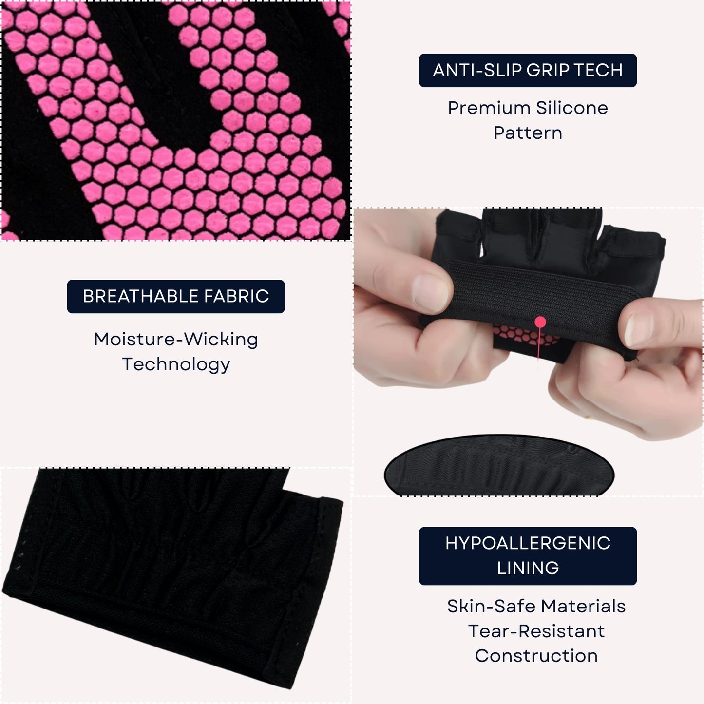 Mini Workout Gloves Women - Thin Gym Gloves with Grips