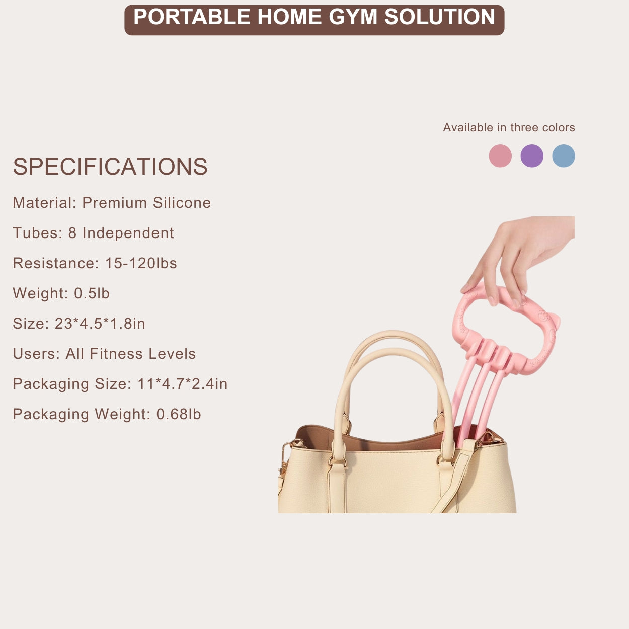 Resistance Bands with Handles - 8 Tube Adjustable Silicone Exercise Bands Set for Women