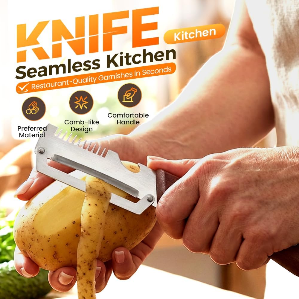 Premium Vegetable Peeler with Wooden Handle and Bottle Opener