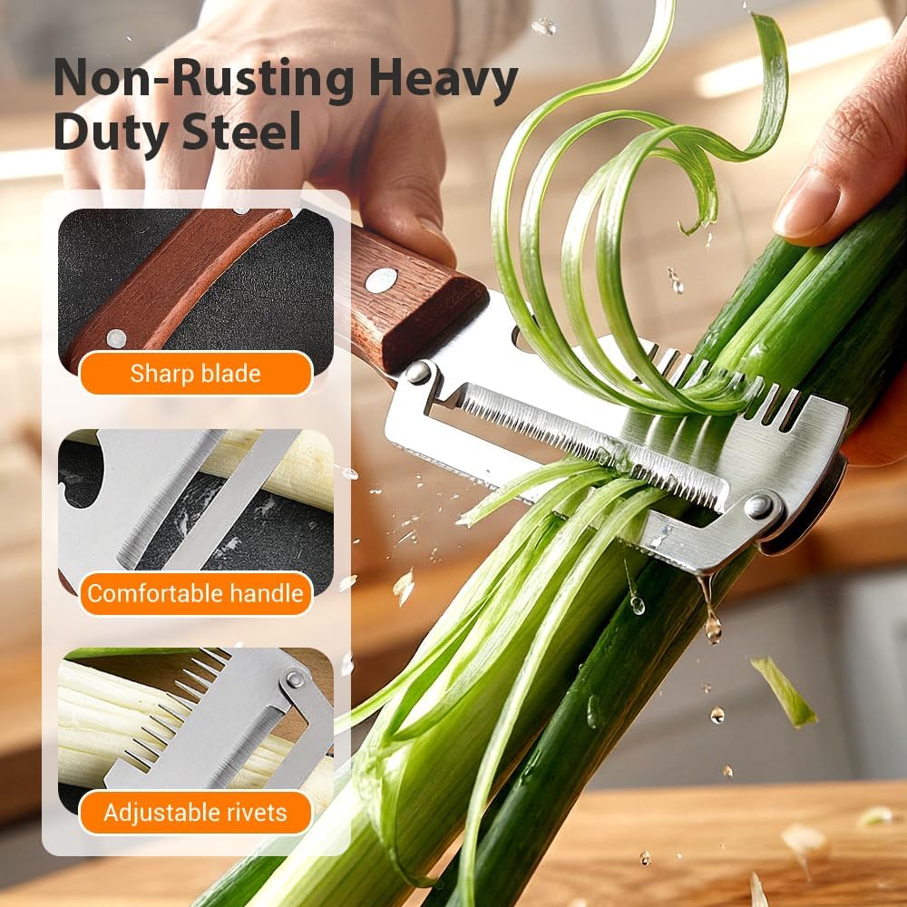 Premium Vegetable Peeler with Wooden Handle and Bottle Opener