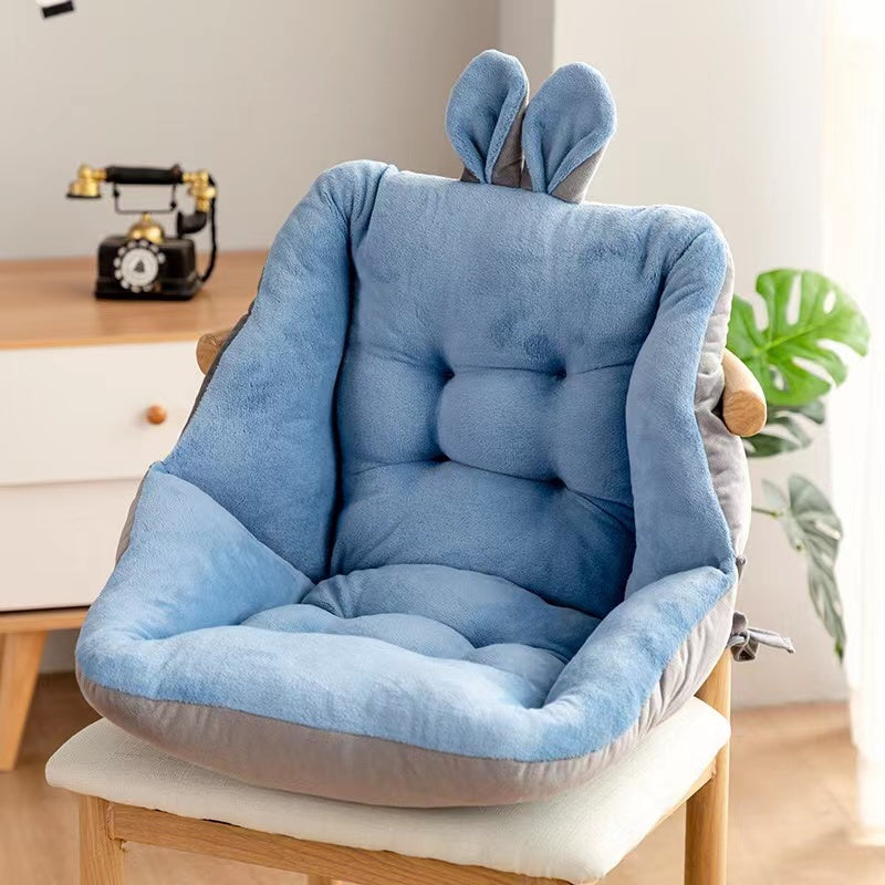 Comfortable Semi-enclosed Single Seat Cushion Office Sciatica Conjoined  Waist Guard Shell Rabbit Ear Chair Cushion with Backrest