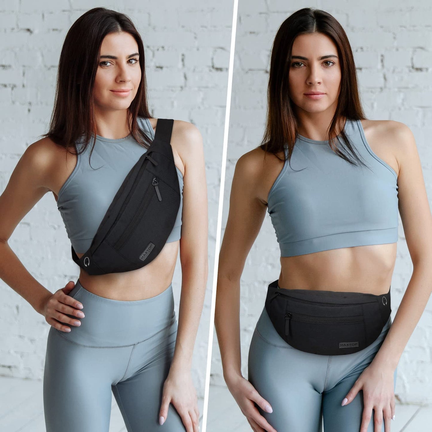 Large Crossbody Fanny Pack with 4-Zipper Pockets