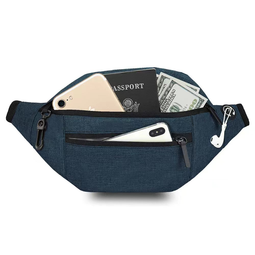 Large Crossbody Fanny Pack with 4-Zipper Pockets