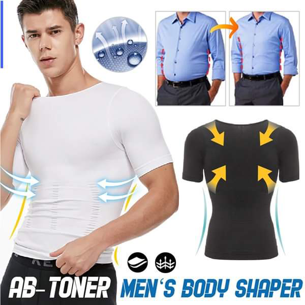 Men Toning T-Shirt Slimming Body Shaper Tee Belly Control