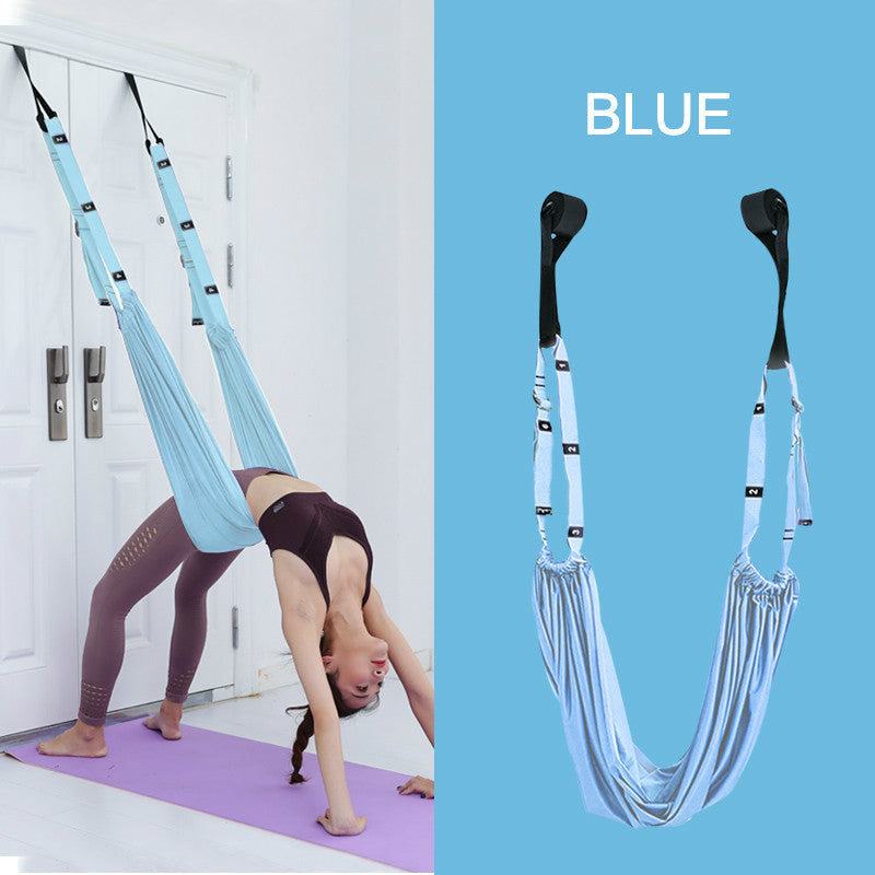 Aerial Yoga Rope, Elastic Yoga Belt, Inverted Rope Pull Stretch Belt Splits And Lower Waist Trainer,Blue