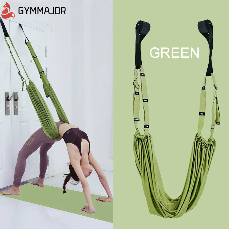 Aerial Yoga Rope, Elastic Yoga Belt, Inverted Rope Pull Stretch Belt Splits And Lower Waist Trainer,Green