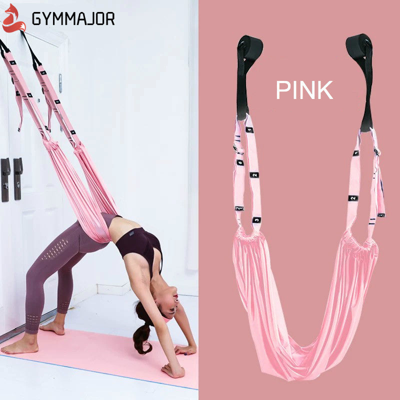 Aerial Yoga Rope, Elastic Yoga Belt, Inverted Rope Pull Stretch Belt Splits And Lower Waist Trainer,Pink