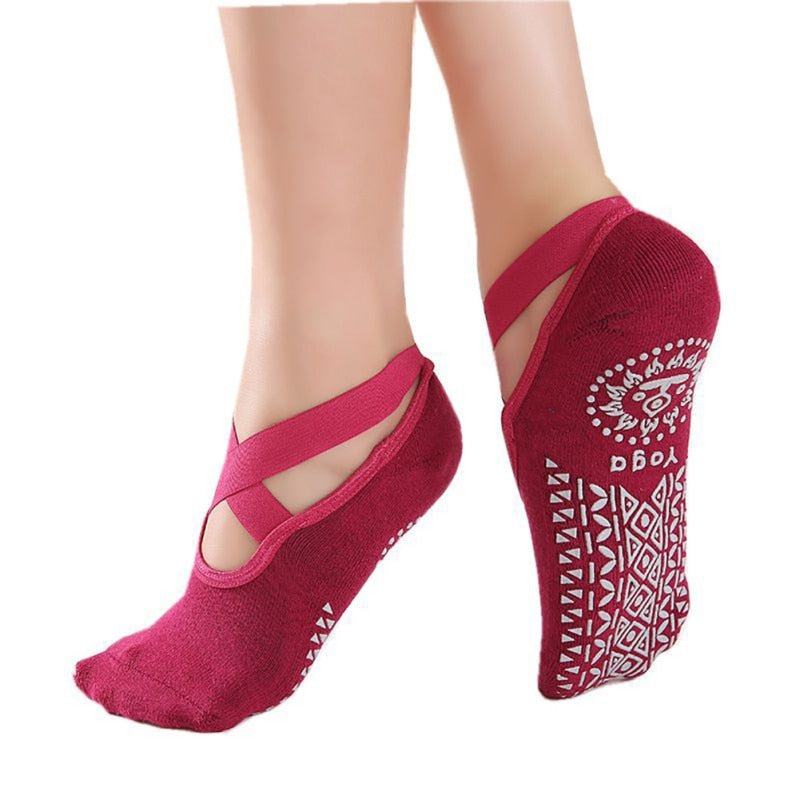 High Quality Women Yoga Socks Anti-Slip Breathable Backless Pilates Socks
