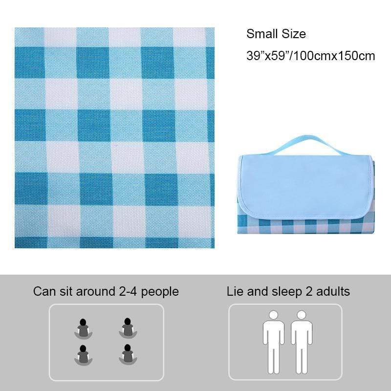 Waterproof Sandproof Oversized Multiple Colors Foldable Picnic Blankets Picnic Blanket Blue Plaid / 39"x59" MIERSPORTS