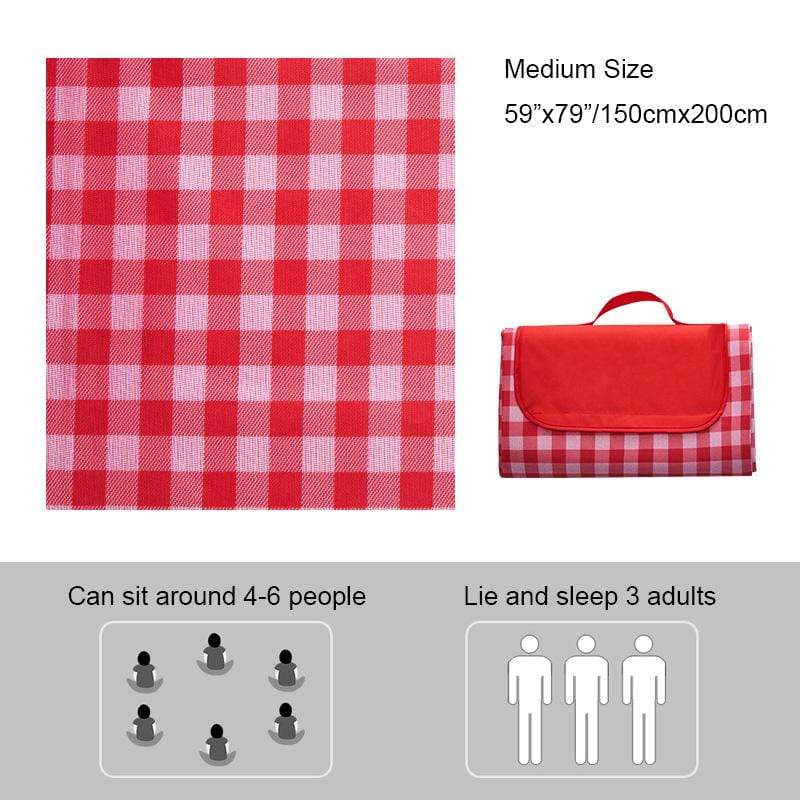 Waterproof Sandproof Oversized Multiple Colors Foldable Picnic Blankets Picnic Blanket Red Plaid / 59"x79" MIERSPORTS