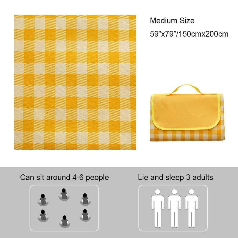 Waterproof Sandproof Oversized Multiple Colors Foldable Picnic Blankets Picnic Blanket Yellow Plaid / 59"x79" MIERSPORTS