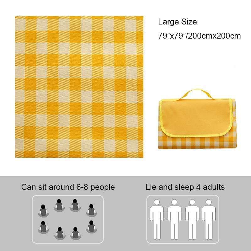 Waterproof Sandproof Oversized Multiple Colors Foldable Picnic Blankets Picnic Blanket Yellow Plaid / 79"x79" MIERSPORTS
